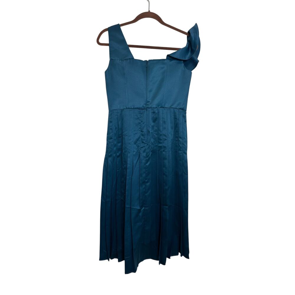 Flor Et.Al One Shoulder Teal Pleated Cocktail Dress Size 2 Asymmetrical Formal - Picture 4 of 10